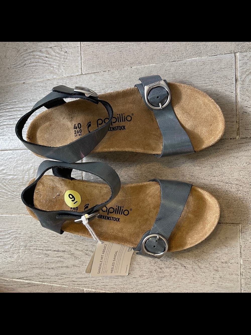 Birkenstock Papillio Metallic Black Soley Wedge Sandals 40 - Picture 4 of 7